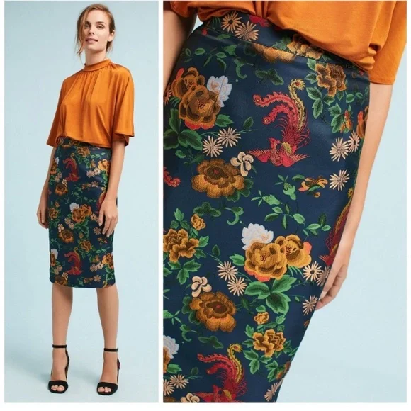 EUC maybe NWOT Anthropologie, Flora Jacquard Skirt. Size small. - Picture 1 of 4